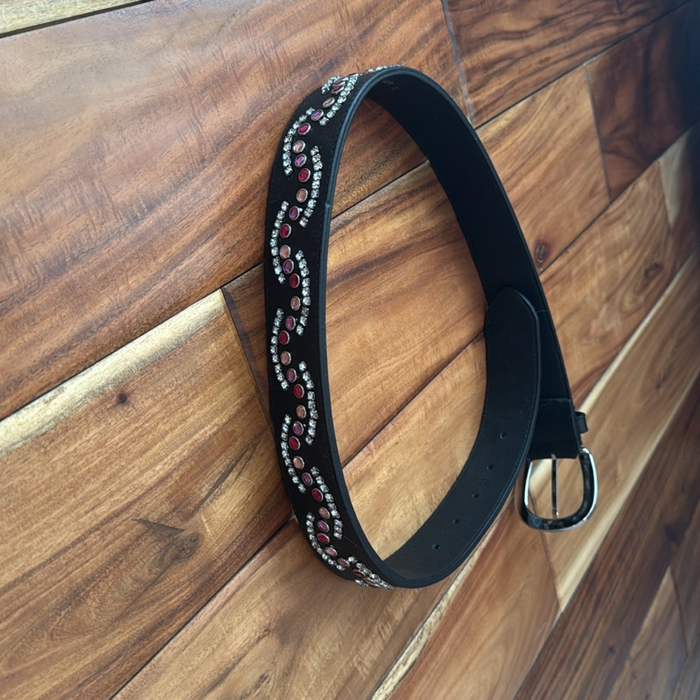 Christine Alexander Genuine Swarovski Crystal Elements and Leather Belt NWT